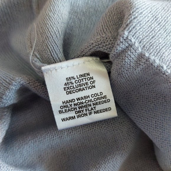 Ann Taylor LOFT Women's Light Grey Linen Sleeveless Bow Neck Tank Top Size S - Picture 7 of 7